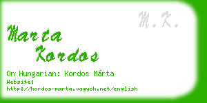 marta kordos business card