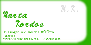 marta kordos business card